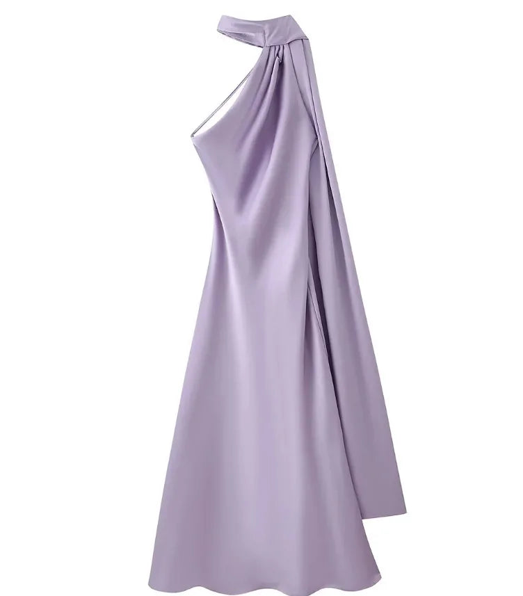 Luxury Satin Ribbon Halter Long Dresses 15 Colors S-XL UK Size Women's Backless Formal Maxi Dress Evening Wedding Guest Red Carpet Business Party Summer Graduation New Arrivals