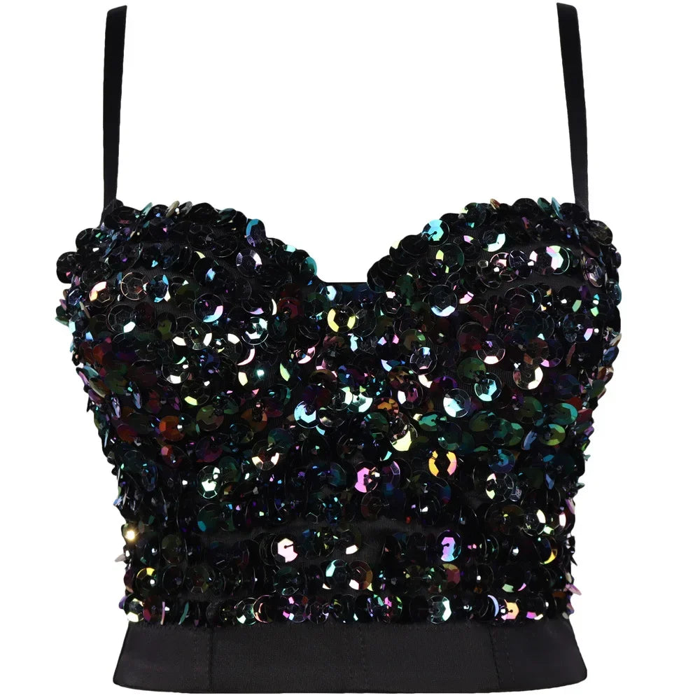 Sexy Bras for Women Night Club Party Cropped Tops Bra Stage Performance Sparkling Rhinestone Underwear Bralette Lingerie Clothes