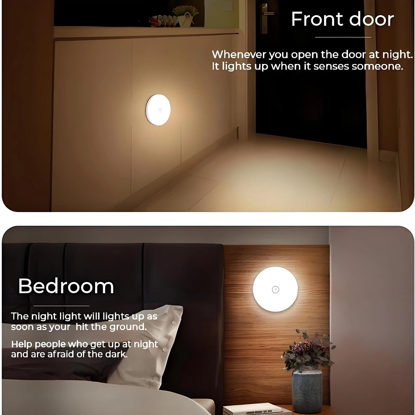 NEW Arrivals 2 PCS Set LED Smart Human Body Motion Sensor Night Lamp Emergency Automatic Lighting USB Charging Wireless Magnetic Suction Use Night Light Home Lighting Accessories