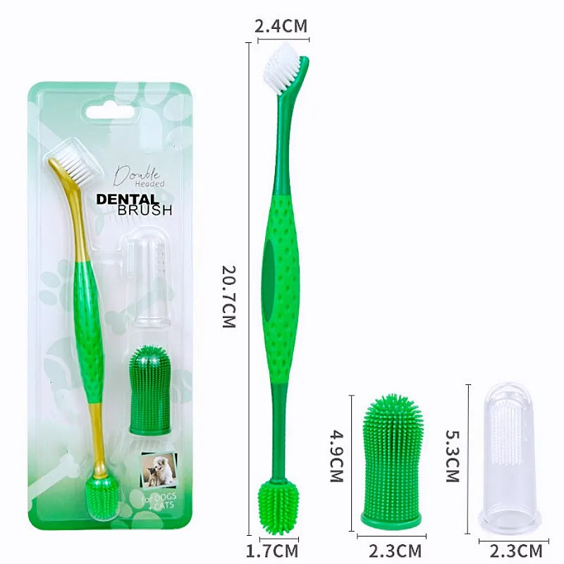 3 PCS Set Dog Toothbrush Set Pet Toothbrush  Double Head Rotating Toothbrushes for Dog Teeth Cleaning Oral Care Cat Toothbrushes Pet Supplies