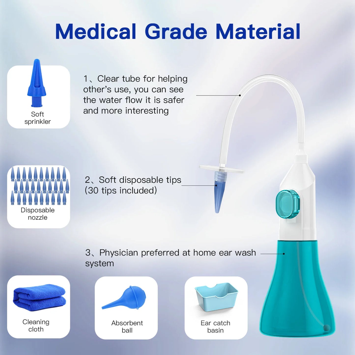 Ear Wax Removal Manual Ear Irrigation Flushing System Ear Cleaning Washer Kit Safe and Effective Cleaner Tool for Adults Kids