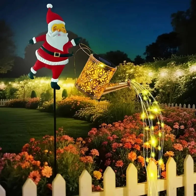 New Santa Claus Lantern Solar Luminous Water Bottle Hollow Outdoor Courtyard Decoration Metal Craft Christmas New Year Eve Home Outdoor Garden Lawn Courtyard Decoration