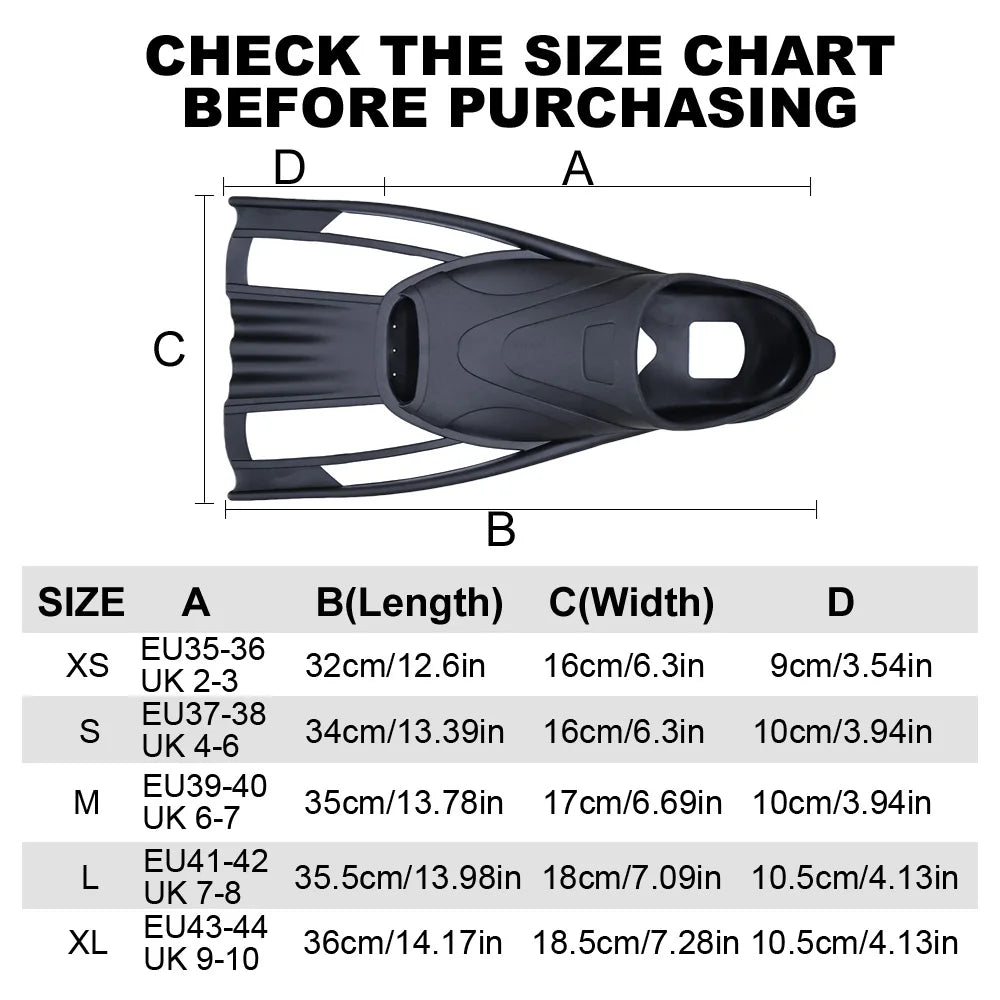 NEW XS(35-36) - XL(43-44) Size 4 Colors Silicone Swimming Fins Full Foot Pocket Floating Buckles Snorkeling Diving Flippers Adults Training Lap Swim Shoes