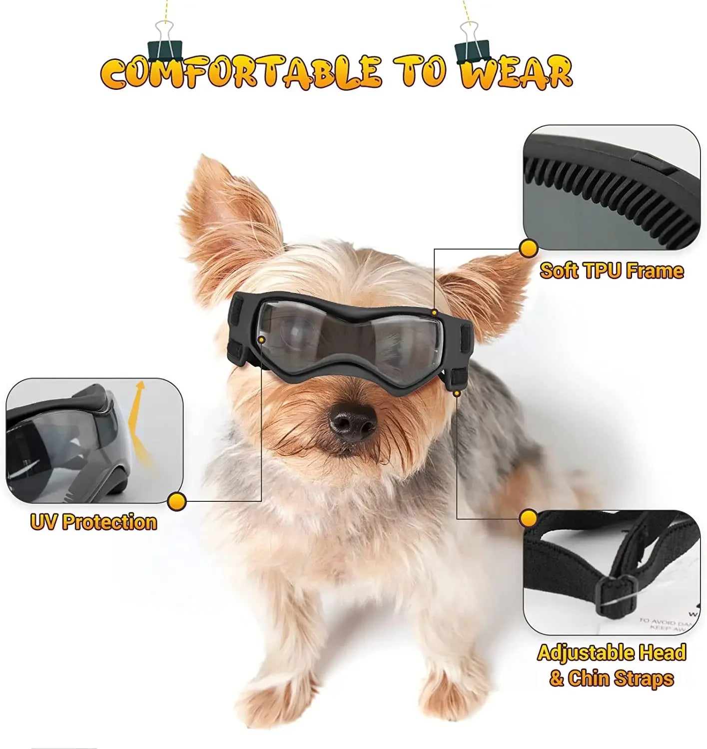 Dog Goggles Small Breed, Dog Sunglasses for Small Breed UV Protection Eyewear for Small Dog puppy Outdoor Riding Driving