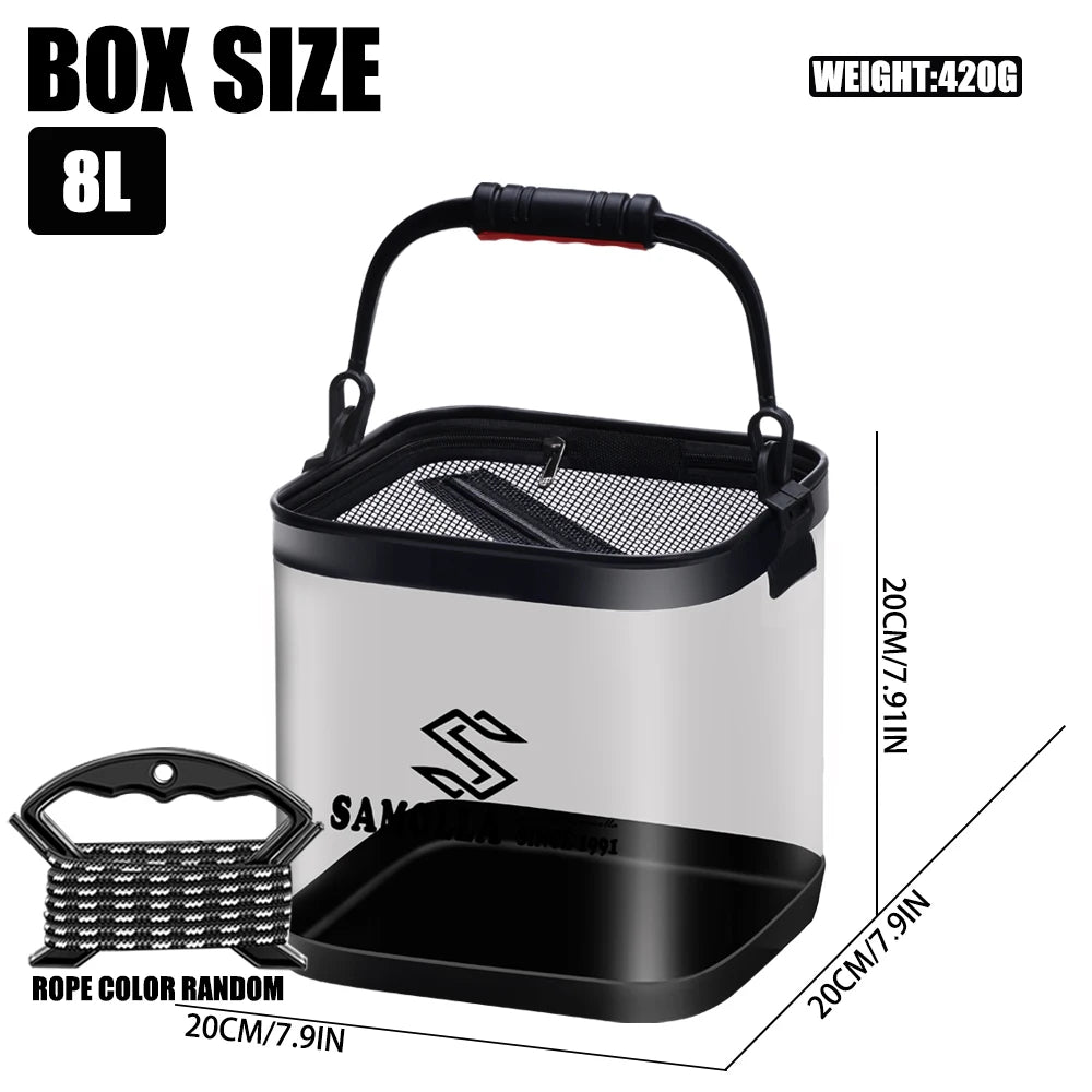14L Transparent Fishing Bucket Portable Folding Storage Box EVA Live Fish Bag Folding Fishing Bucket