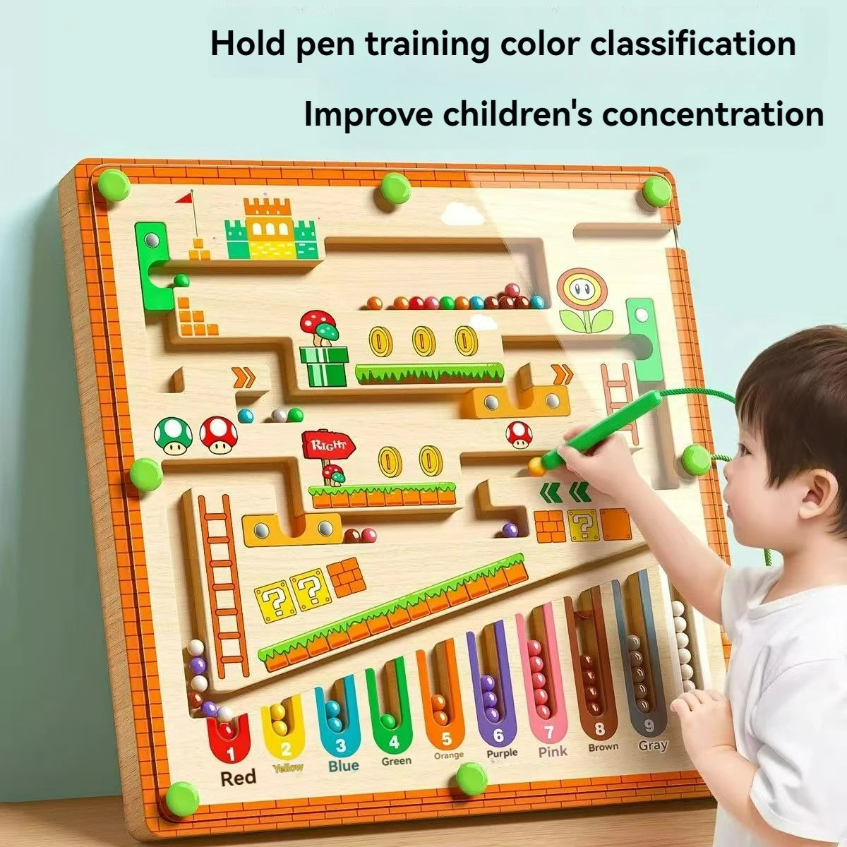 Large Size Children's Magnetic Maze Walking Ball Baby Concentration Training, Writing Logic Thinking 3 year Old Early Education Puzzle To