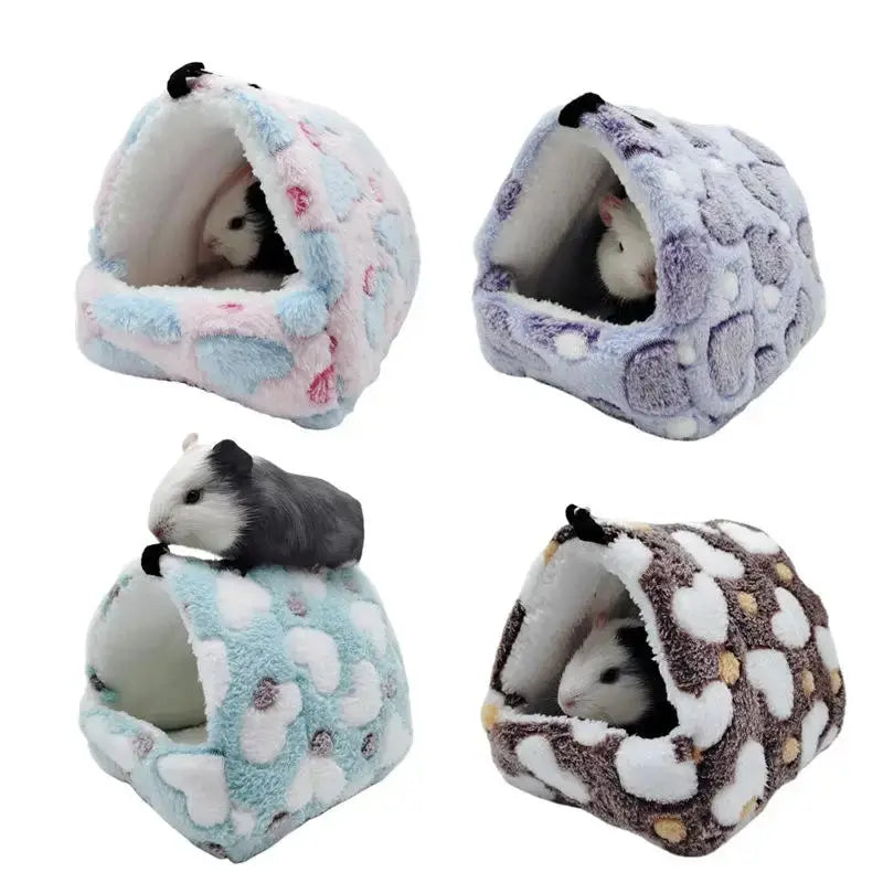 1PCS Coral Fleece Dot Printing Small Foam Pet House Hanging Hamster Bed With Zip For Small Animals Squirrel Parrot Cotton Nest