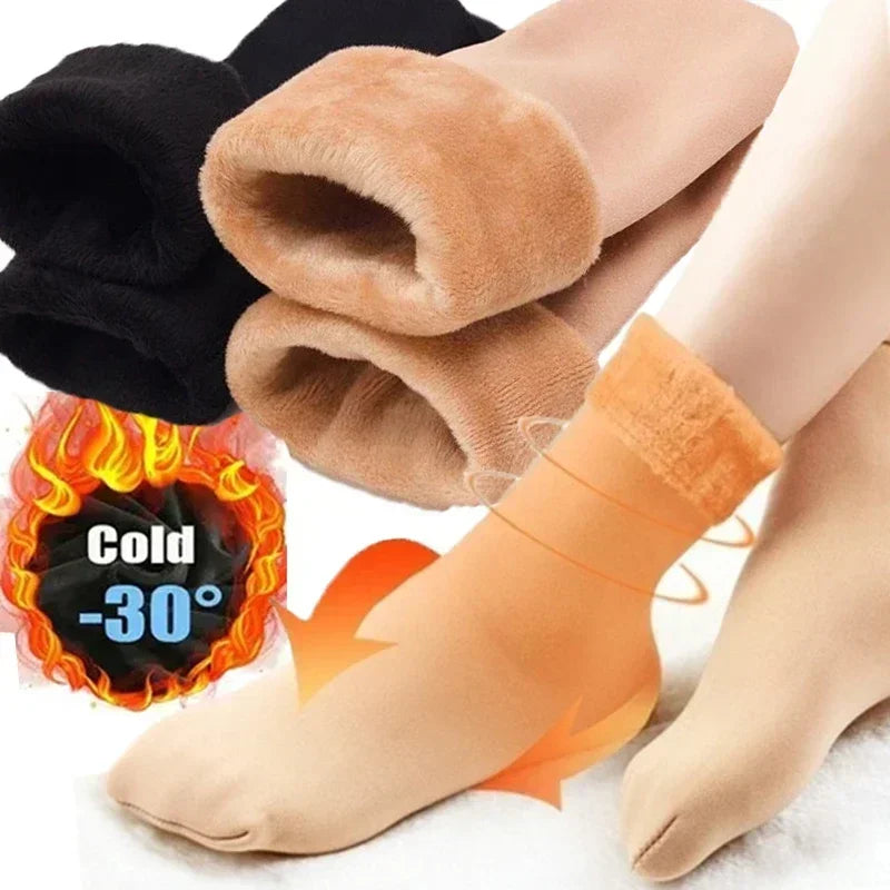5 Pairs Black Set New Women Winter Thicken Warm Short Socks Thermal Cashmere Wool Socks Nylon Snow Velvet Boots Home Floor Calces