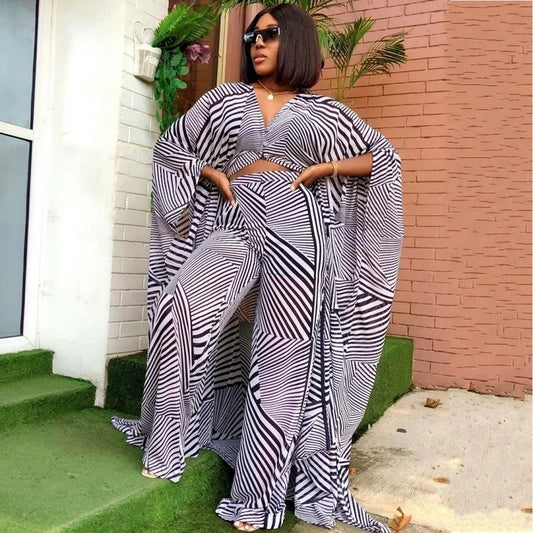 NEW Arrivals 2PCS Set Plus Size 5 Colors/Patterns Spring Summer African Clothes For Chubby Women Dashiki 2025 Fashion Long Dress Sets Pants Suits Outfits Party Dresses