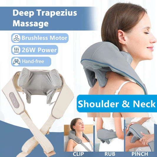 NEW Arrivals 20-26W Neck And Shoulder Massager Wireless Shoulder And Back Kneading Massage Shawl Trapezius Neck Cervical Massager Home Office Massage Relaxation Accessories Health Care Supplies