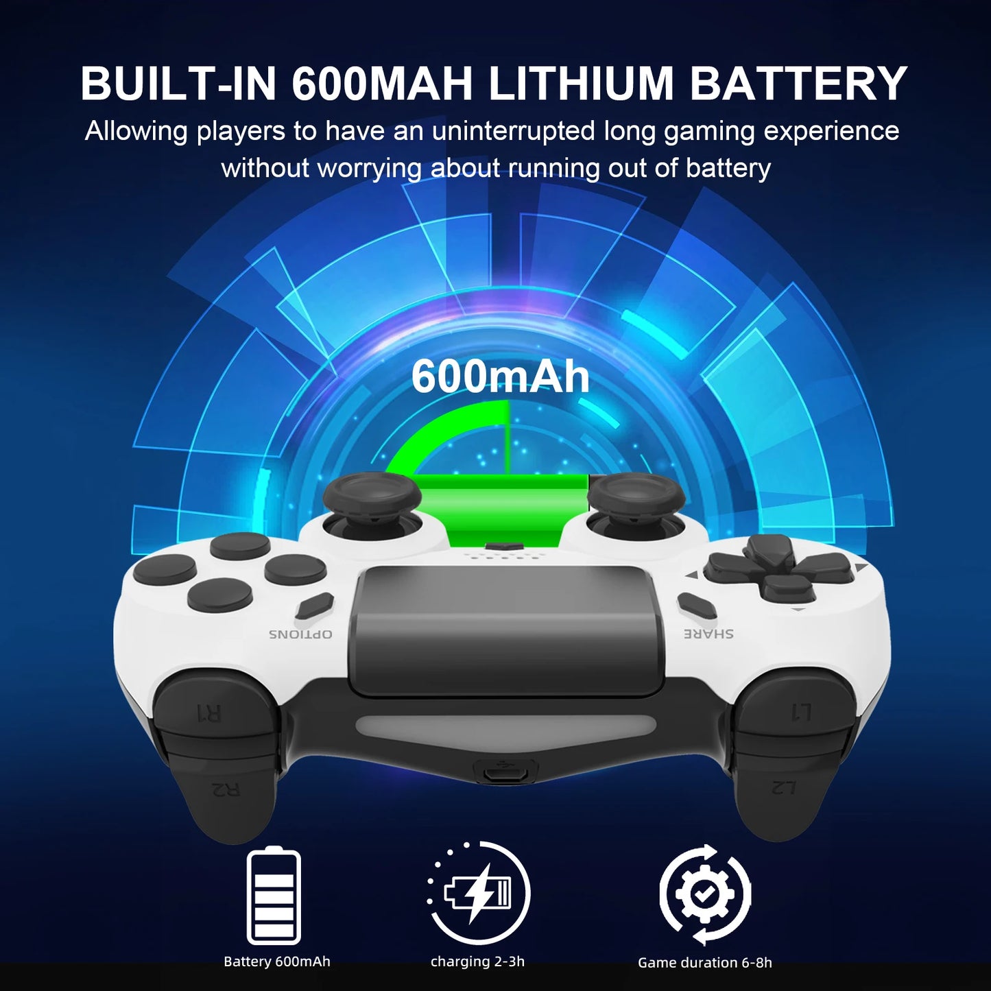 NEW Black/White Color 6-Axis Gyroscope Dual Vibration With touch pad Wireless Gamepad Bluetooth Controller For PS4 PS3 Console Computer PC