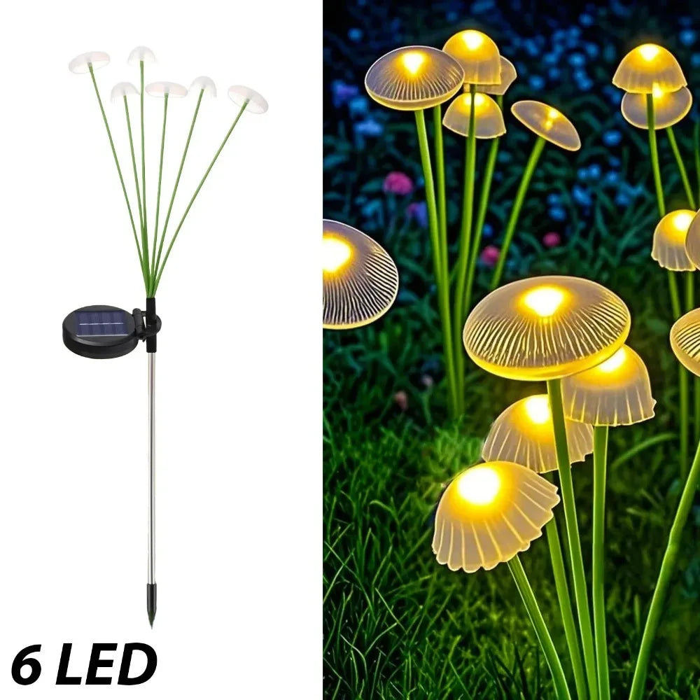 NEW 4PCS Set LED Solar Lights Outdoor Dual Mode Jellyfish Mushroom Lawn Lights Waterproof Decor Yard Patio Pathway for Garden Decoration