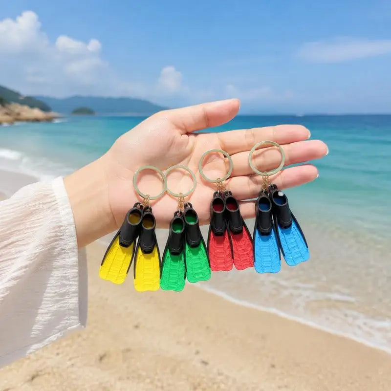 Realistic Diving Flipper Keychain Soft Silicone Key Ring Lightweight Decor Accessory for Diving Lovers Bag Car Key Water Sports Gifts
