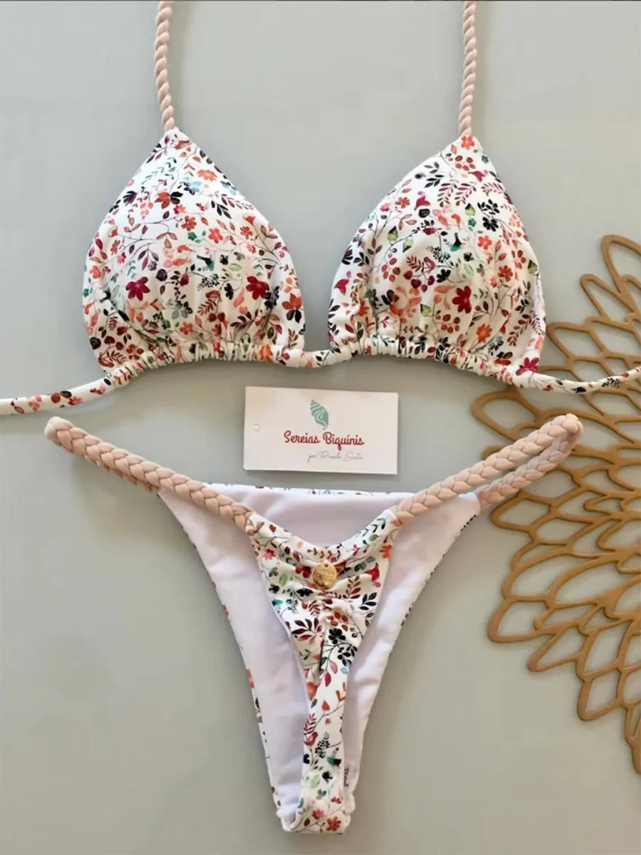 Micro Bikinis 8 Colors Women Swimsuit New Sexy Swimwear Halter Bikini Set Brazilian Biquini Female Thong Beachwear Party Wear