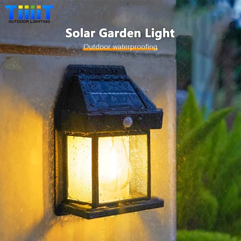 4 PCS Set LED Solar Tungsten  Light Outdoor IP65 Waterproof Lamp Motion Sensor Wall Lamp Garden Porch Path Courtyard Decoration Lighting