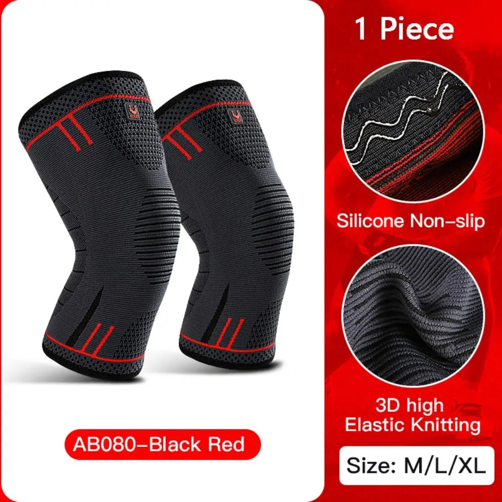 NEW Arrivals Knee Compression Pads Black Red Blue Elastic Knee Patella Protector Basketball Volleyball Outdoor Running Gym Fitness Cycling Support Braces Pain Relief Knee Pad Unisex Sports Accessories Supplies