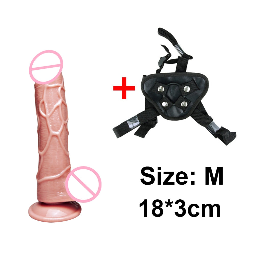 Harness Women Panties Realistic Penis Cock Strap-On Strapon Dildo With Suction Cup Dildo Belt Harness Sex Toys for Lesbian