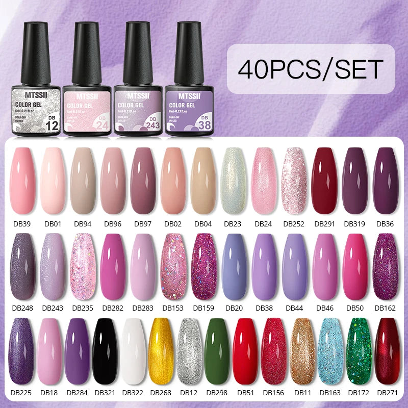 NEW Arrivals 24/40.120PCS Set Colors Gel Nail Polish Set Semi Permanent Hybrid Gel Varnish Set Base Top Coat Soak Off UV LED Nail Gel Kits Manicure Pedicure Accessories Nail Care Tools Sets Cosmetic Supplies