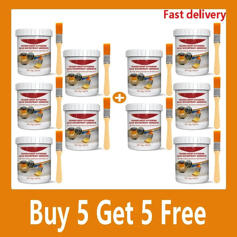 1-10 PCS Set Invisible Waterproof Agent Strong Transparent Sealing Coating Repairing Antileak Glue Invisible Paste Glue With Brush 100-1000g