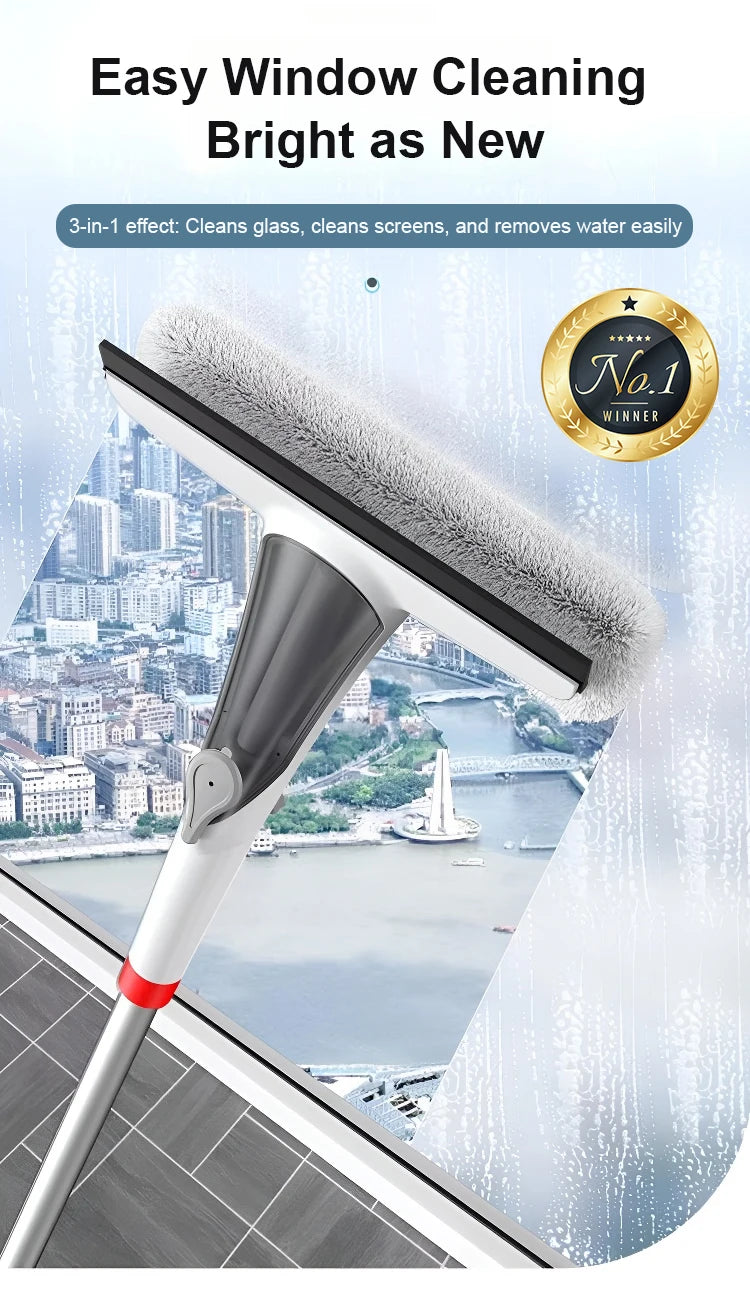 Upgraded Cutting-Edge High Pressure Misting Glass Cleaner and Water Scraper Combo Window Scrub Glass Doors Cleaner Home Office Cleaning Supplies
