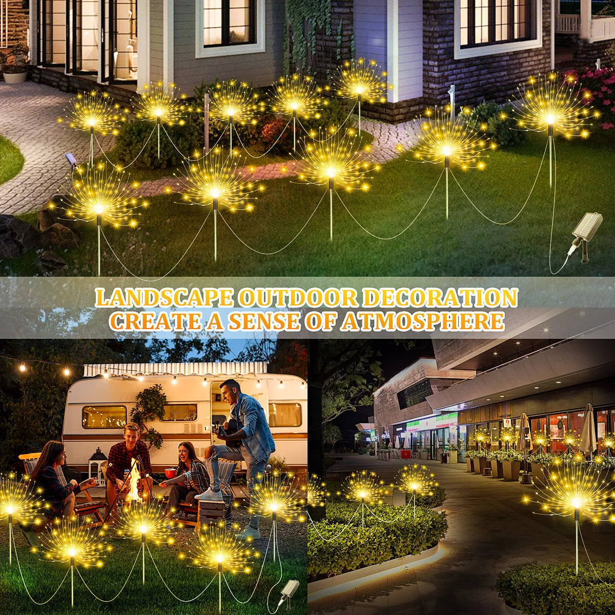 5 PCS Set 400 LEDS Solar Power Fireworks Light Outdoor Solar Light Waterproof LED Fairy Lights 8 Modes Lighting For Garden Lawn Yard