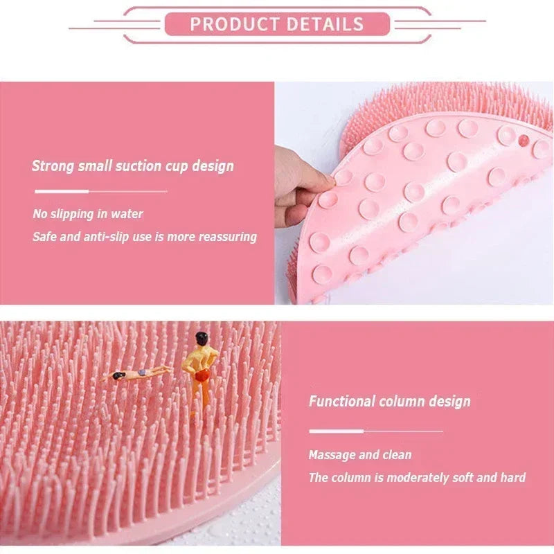 NEW Arrivals 5 Colors Back-Foot Wash Mat Silicone Sponge Body Brush in The Shower Reusable Wall Mounted Back Silicone Bath Foot Massage Pad Shower Home Supplies Bathroom Accessories