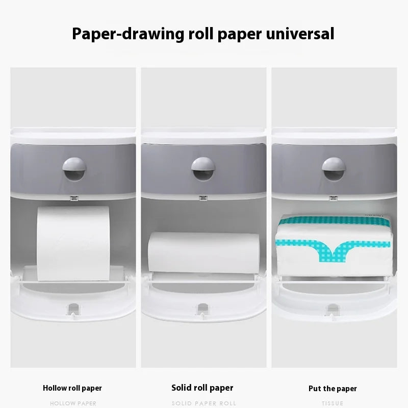 NEW Arrivals Waterproof Double Layer Portable Toilet Paper Holder Plastic Bathroom Storage Dispenser for Organized Roll Paper Accessory Home Bathroom Supplies