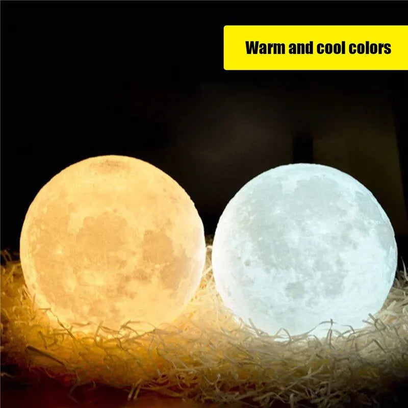 LED Night Light Rechargeable 3D Print Moon Lamp Touch Moon Lamp Night Lamp Table Lamp Home Bedroom Decor Birthday Gifts