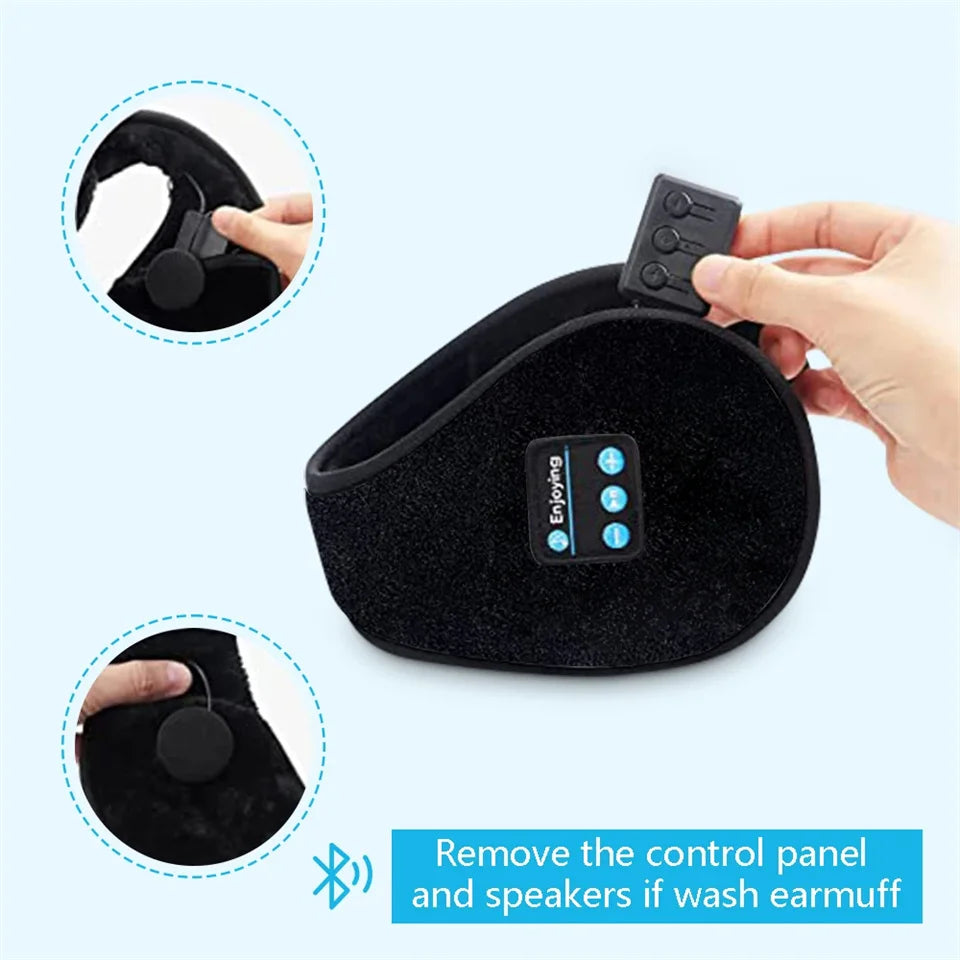 NEW Arrivals Wireless Black Ear Muffs Bluetooth Headphones Earmuffs Winter Earplug Casual Cap Sports Cycling Running Hiking  Riding Warmer Earmuff Men Women Music Earphones