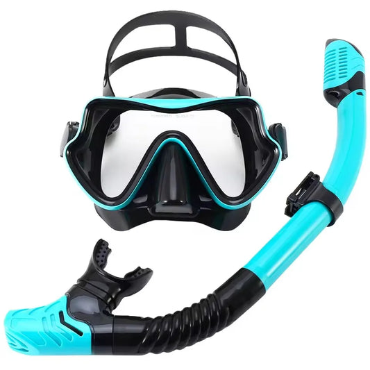 NEW Professional Diving Mask Snorkel Set For Adults Tempered Glass Scuba Professional Panoramic Snorkeling Gear Swimming Training Snorkel Kit Swimming Accessories Sports Supplies