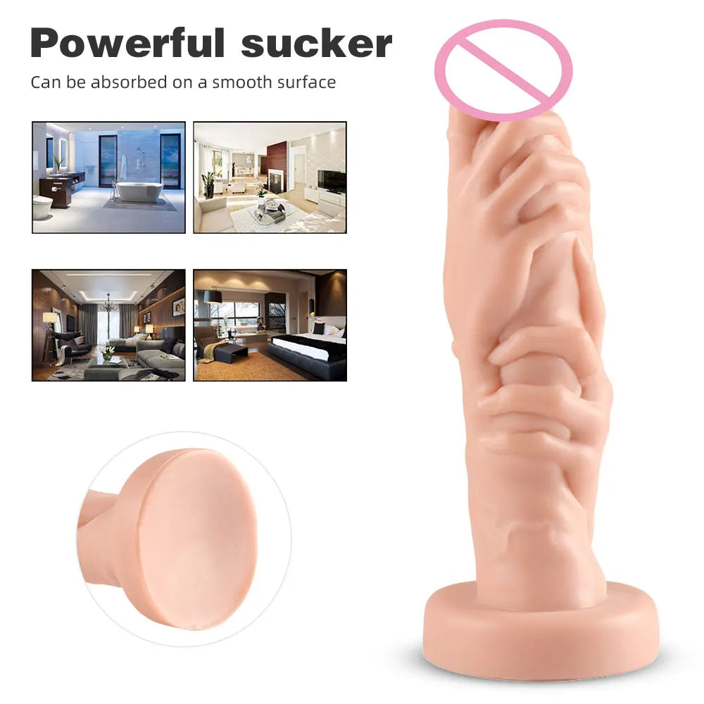 Adult Huge Palm Fist Dildo Anal Plug with Suction Penis Masturbator Sex Toys Big Hand Anus Stuffed Prostata Butt Plug for Men Women SM