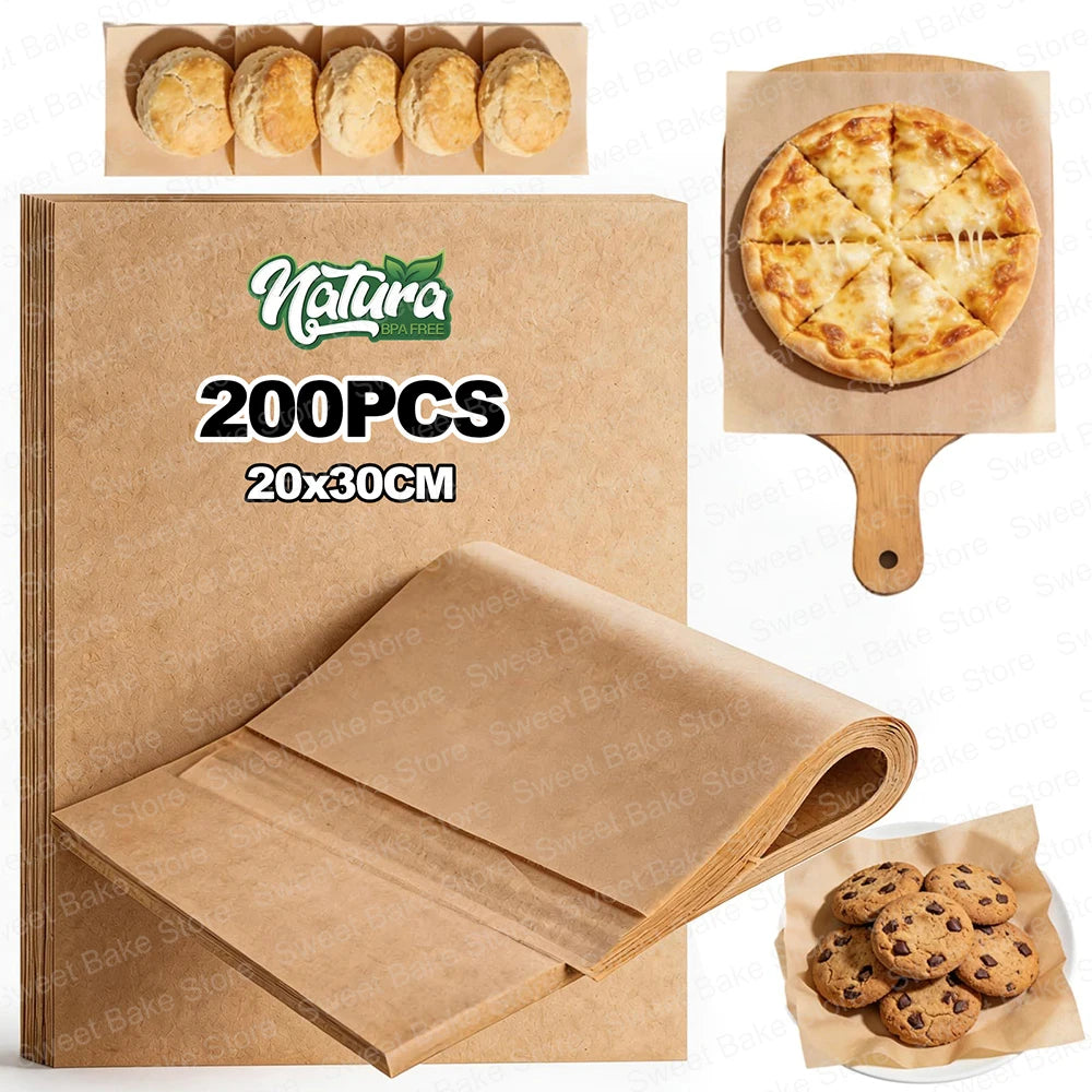 NEW Arrivals Parchment Paper Sheets, Unbleached Non-Stick Paper Mats, for Baking, Pastry Cooking, Grilling, Frying, Steaming and Air Fryer (20x30cm) Cooking Tools Set