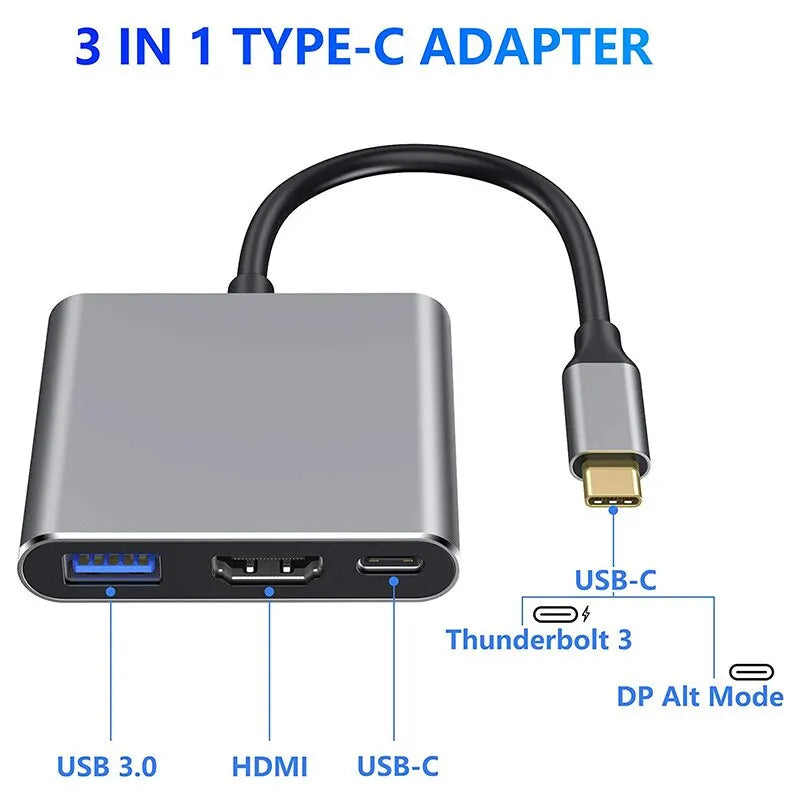 Type-c Interface 3.0 USB Multi-function Hub 3-in-1 Portable Fast Charger Computer Adapter Docking Station