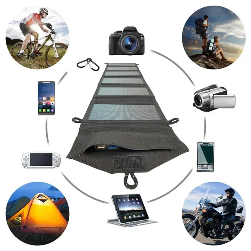 1000W Foldable Solar Panel Portable 6-Fold 30W/H  Emergency Survival Solar Panels Charger USB 5V DC Full Time Power Outdoor Camping Travel Mountain Hiking Mobile Power Supply