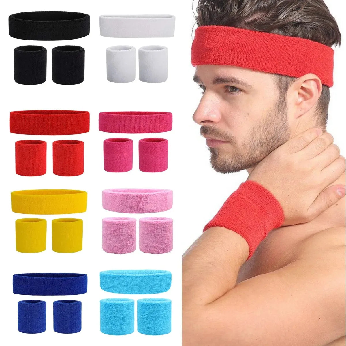 Sports Wristband Yoga Gym Elastic Headband Headband Wrist Wristbands Men's and Women's Headscarves Fitness Goods Protector Wraps