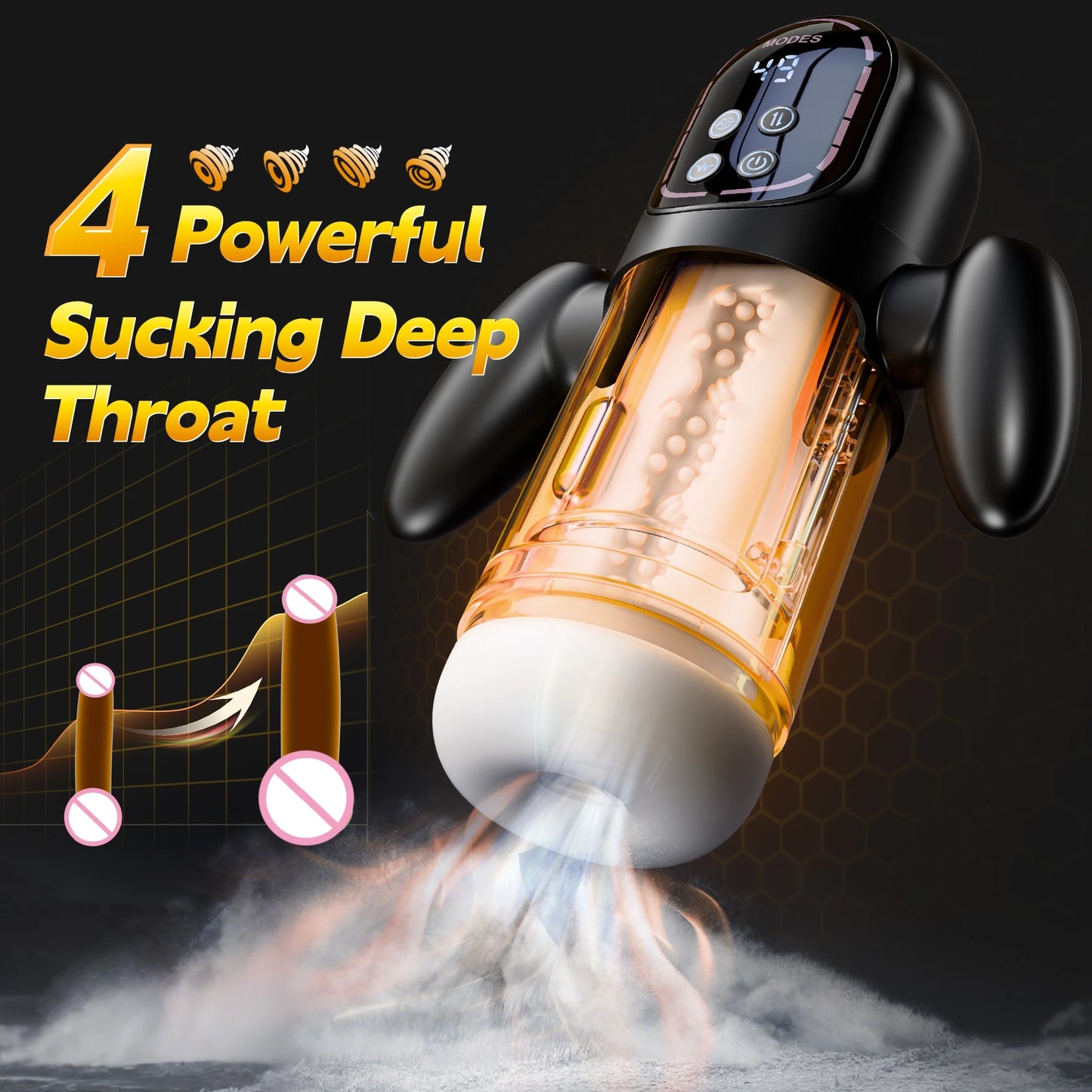 NEW 4 + 1 Automatic Thrusting Sucking Male Masturbator Blowjob Masturbation with Handle LCD Display Penis Pump Stroker Sex Toys for Men 18+