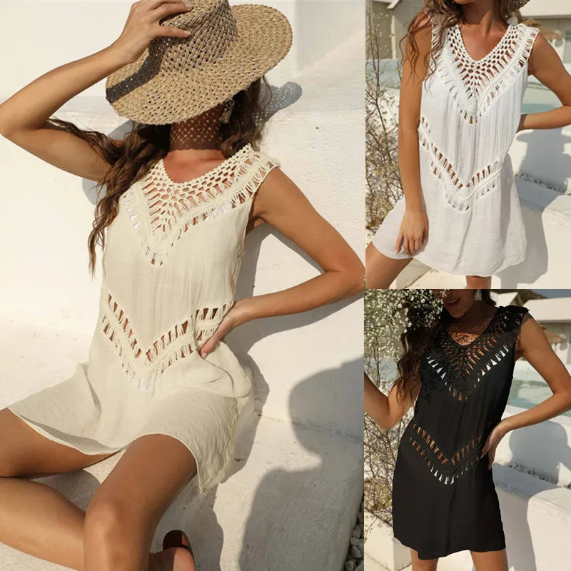 Beach Dress Tunic Cover Ups for Women Pareo Up Cpae Outfits Cover-ups Summer Knitted Sarong Bath Exits Saida Praia Luxo XL