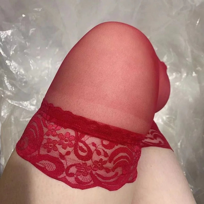NEW Arrivals 2 Pairs Women Sexy Lace Stockings Plus Size High Elastic Thigh High Socks Transparent Over Knee Sock Temptation Pantyhose Tights Curvy Women Underwear Apparel Accessories Sets
