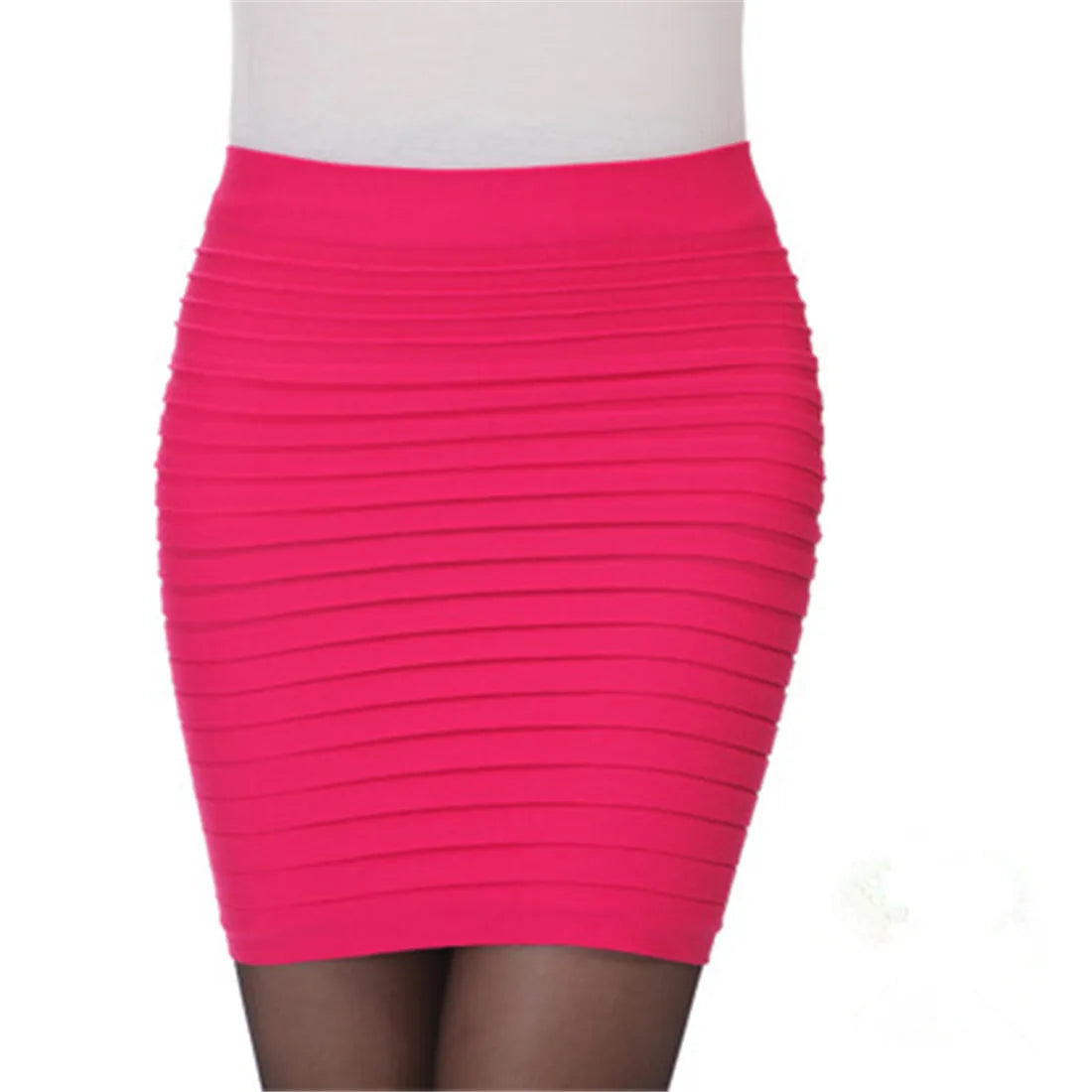 15 Colors Summer Women High Waist Skirt Solid Color Elastic Pleated Skirt For Office Lady Draped Slim Mini Skirt Sexy Lady Pencil Skirts