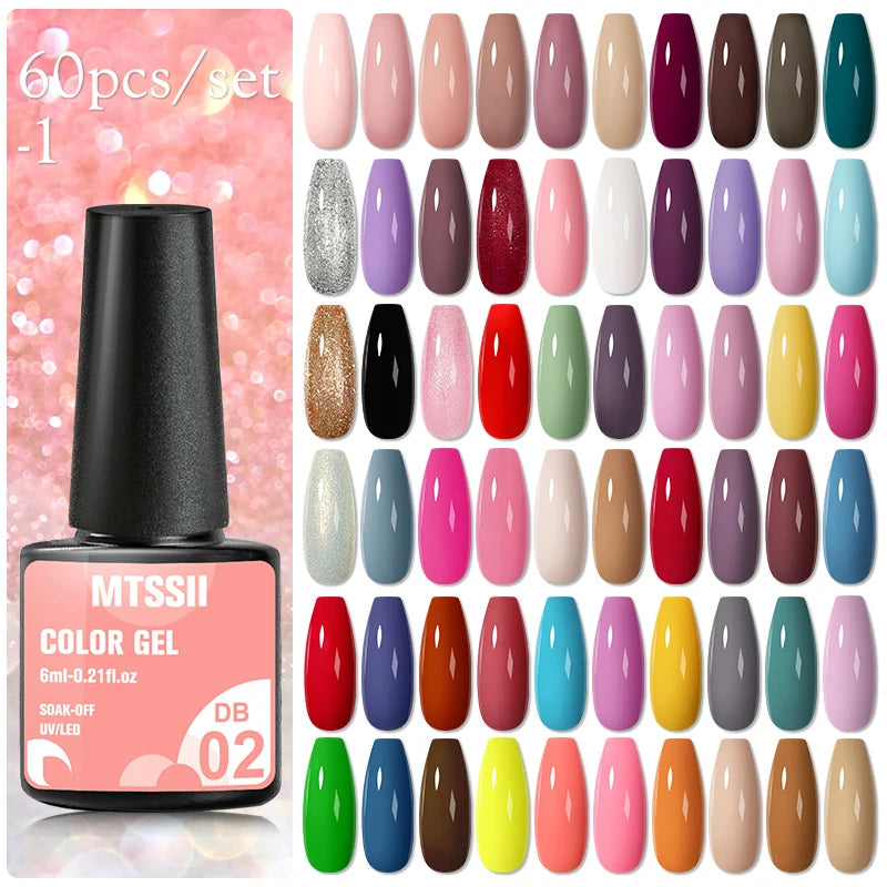 NEW Arrivals 24/40.120PCS Set Colors Gel Nail Polish Set Semi Permanent Hybrid Gel Varnish Set Base Top Coat Soak Off UV LED Nail Gel Kits Manicure Pedicure Accessories Nail Care Tools Sets Cosmetic Supplies