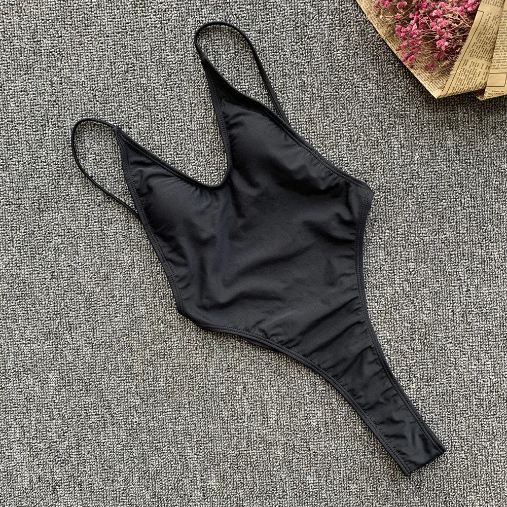 4 Colors New Solid Rose Red One Piece Swimsuit Women Swimwear Sexy Halter Bathing Suit Monokini Bikini Summer Beach Wear Thong Monokini Swimwear