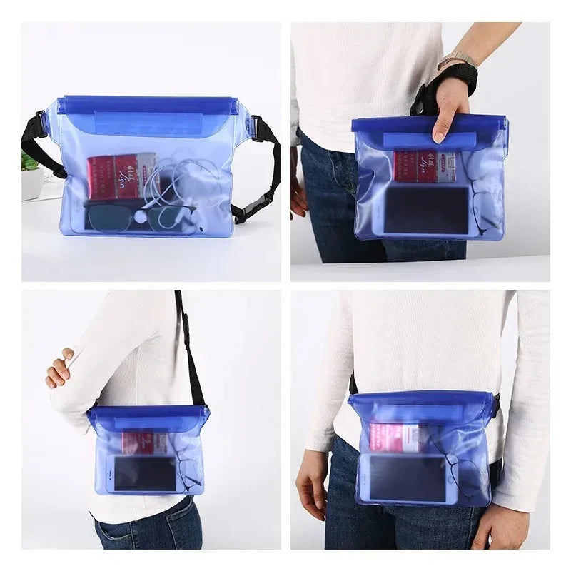 NEW 3 Layers Yellow Color High Waterproof Sealing Swimming Bag Large Size Transparent Underwater Dry Protection Bag for iPhone Mobile Phone Pouch