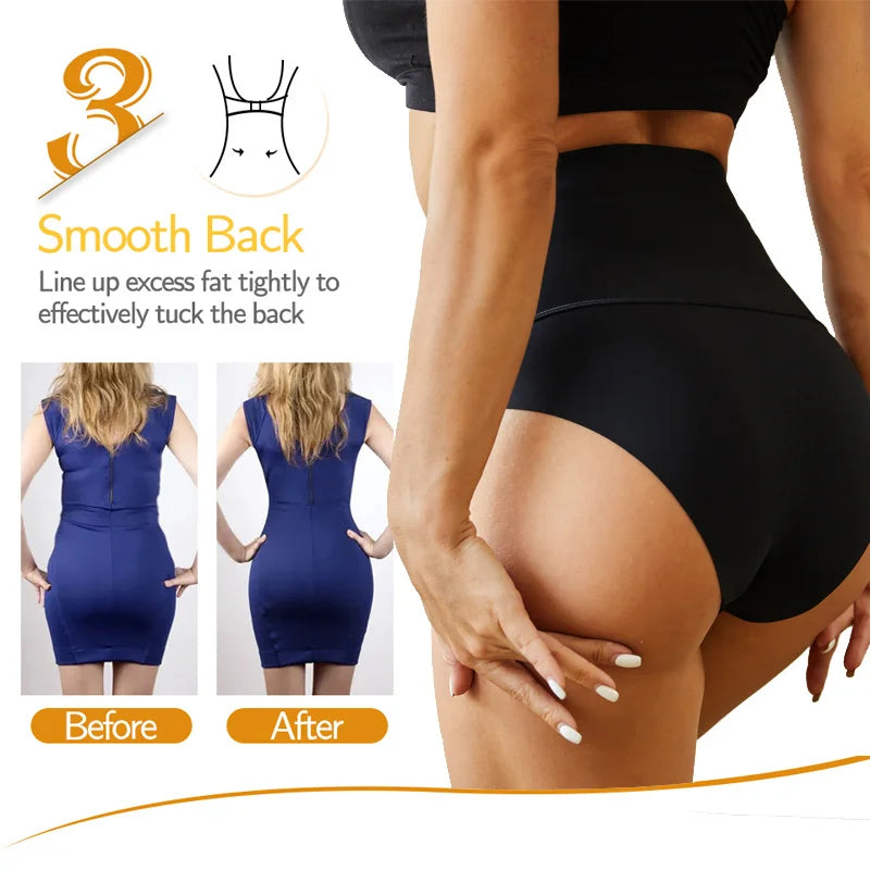 3PCS Set High Rise Women Seamless Shapewear Ice Silk Breathable Bodysuit Tummy Control Butt Lifter Briefs Ladies Slimming Underwear