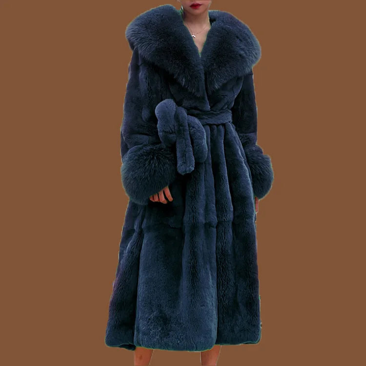 Luxury High Quality Autumn Winter Big Fur Collar Fashion Fur Coat Women's Mid-Length Thickened European and American Loose Temperament Coat Female Ladies Luxury Fashion Clothing Products