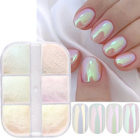 NEW Arrivals Moonlight Mirror Nails Powder Metallic Chrome Effect Pigments Gel Polish Laser Dust Glitter Aurora Shiny Pearl Nail Manicure Accessories Nail Care Products
