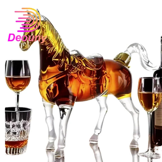 Horse Type Whisky Decanter Borosilicate Glass Container Alcohol Storage Handmade Glass Suitable for Tequila Brandy Bourbon Rum Containers Home Barware Accessories