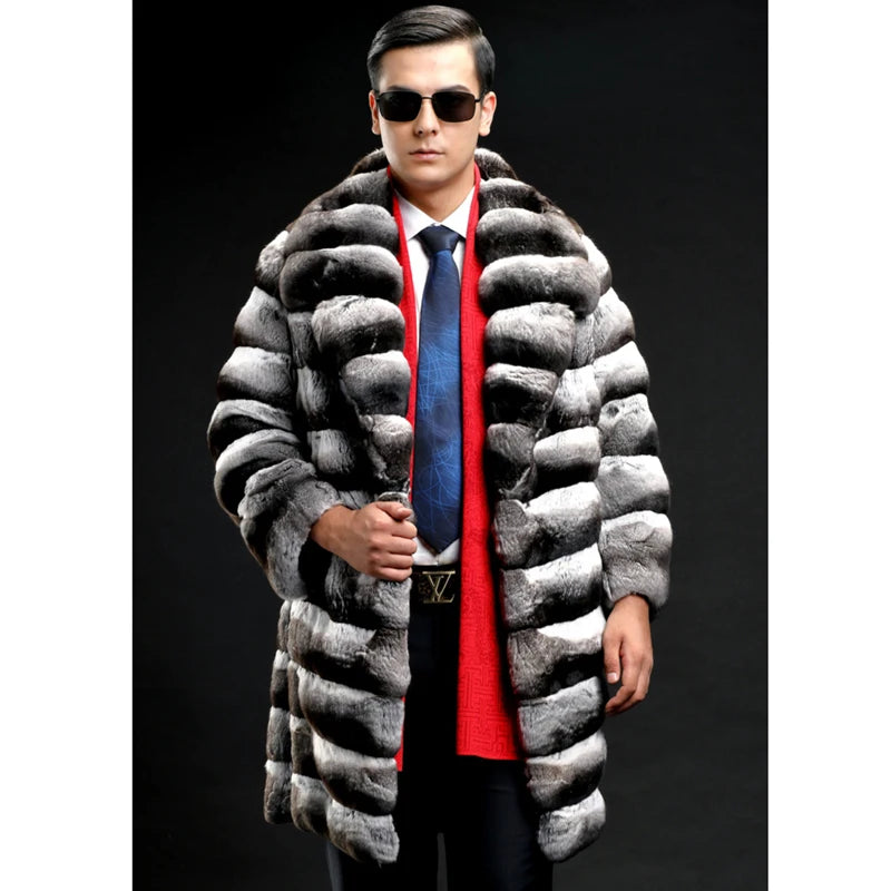 NEW Arrivals S-6XL Plus Size Men's Luxury Fur Coat Faux Mink Fur Coat Mid-Length Male Winter Clothes Zebra Fashion Formal Apparel