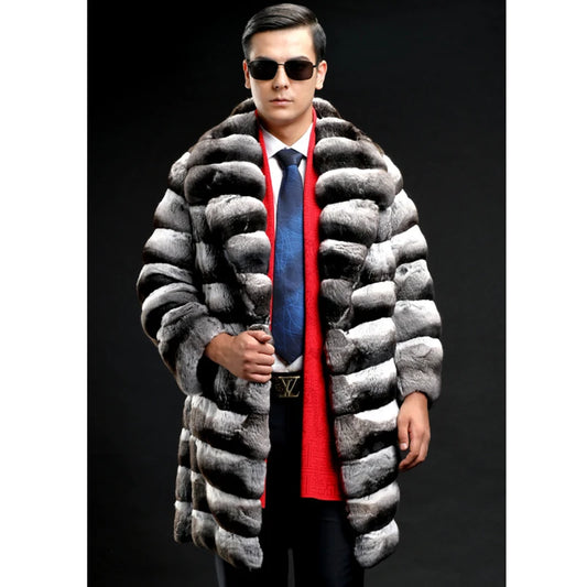 NEW Arrivals S-6XL Plus Size Men's Luxury Fur Coat Faux Mink Fur Coat Mid-Length Male Winter Clothes Zebra Fashion Formal Apparel