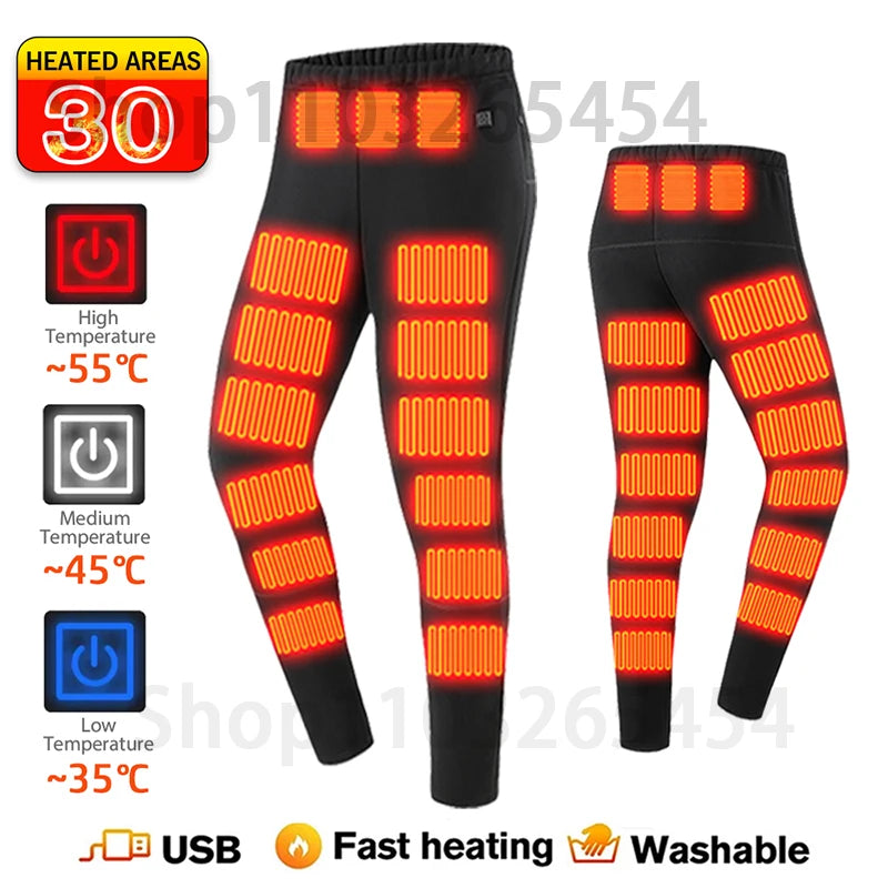 2 PCS Women Men Suit S-3XL UK Plus Size Electric Clothes 52 Areas New Material Technology Heated Underwear Winter Thermal Underwear Women Men Heating Jacket Winter Accessories USB Electric Heating Clothes