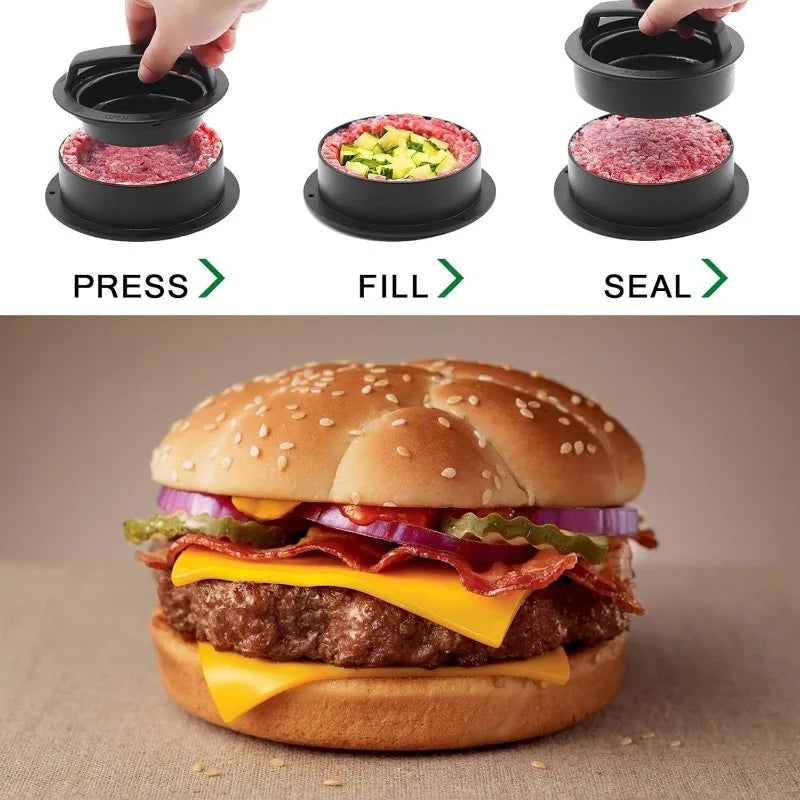 NEW Set Non Stick Hamburger Meat Press Maker Round Shape Stuffed Burger Patties Beef Grill Pie Press Mold Kitchen Accessories